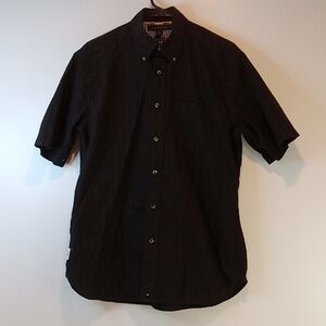 Tommy Hilfiger Long Sleeve Button Down Dress Shirt Men's Sz Med Black EUC NICE!